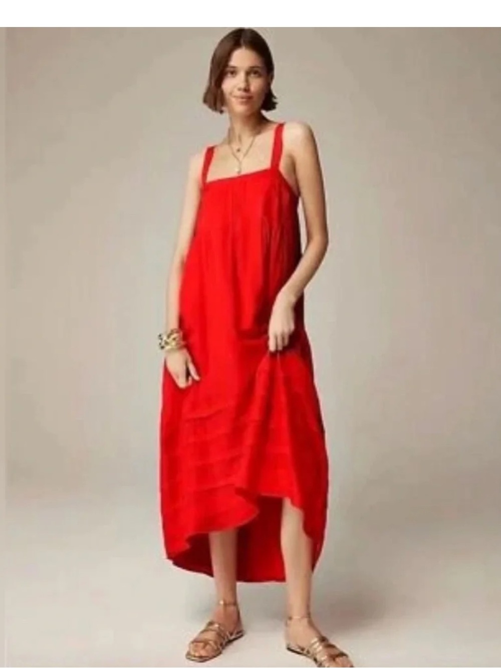 J.Crew Pintuck Midi Dress in Drapey Organza – Vintage Red